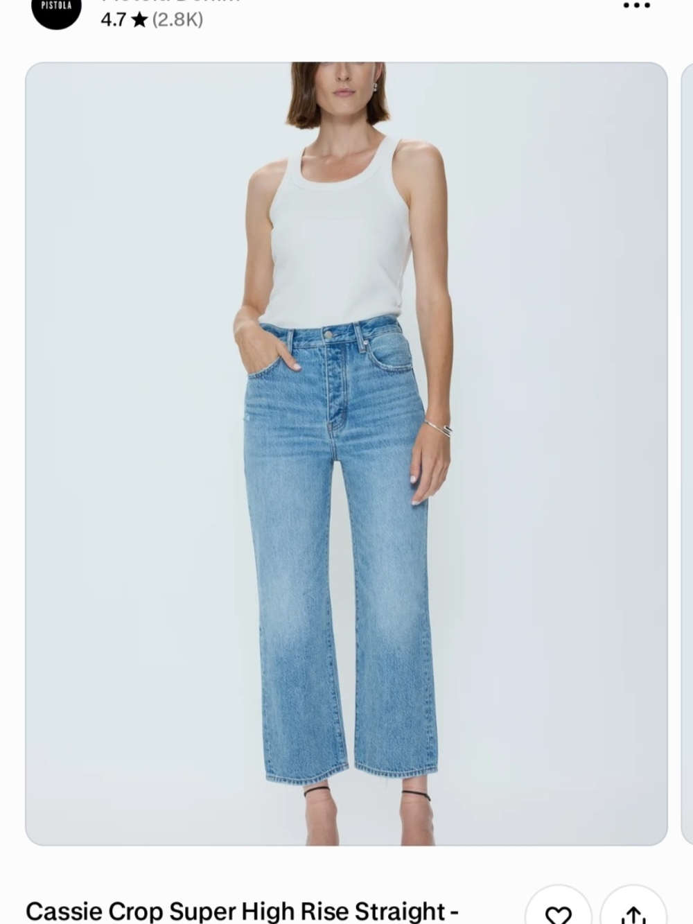 Cassie Crop Super High Rise Straight Jeans - Light Blue